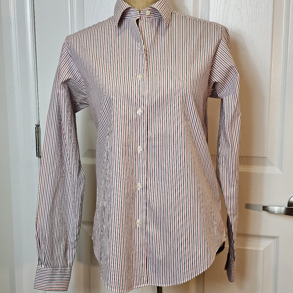 Brooks Brothers Red / Grey Striped Non Iron Button Down Shirt